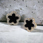 Black and Gold Flower Earrings